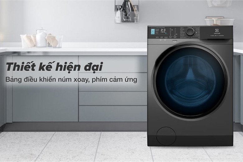 Thiết kế mặt trước máy giặt Electrolux EWF1024P5SB màu xám đen