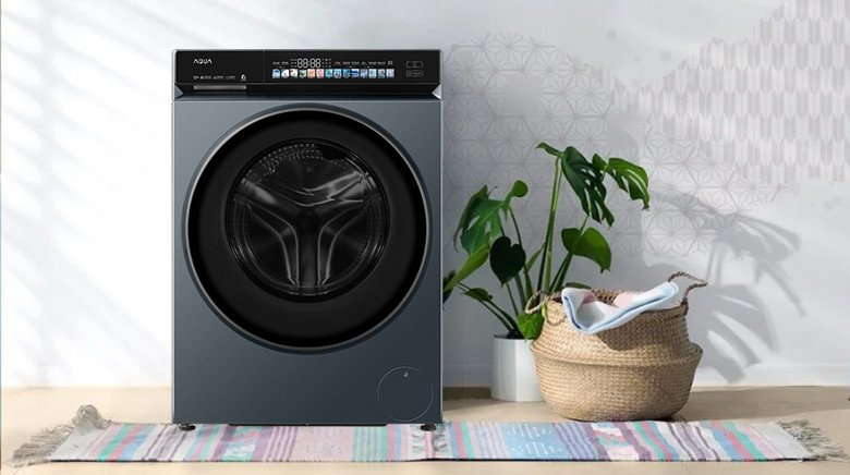 Thiết kế sang trọng của máy giặt Aqua Inverter 10kg AW10-BD4377U1L(GN) với cửa ngang hiện đại