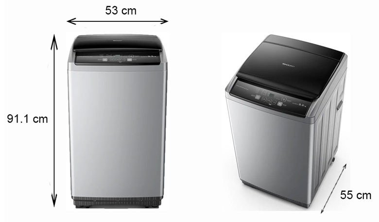 Thiết kế tổng thể máy giặt Sharp 7.5kg lồng đứng