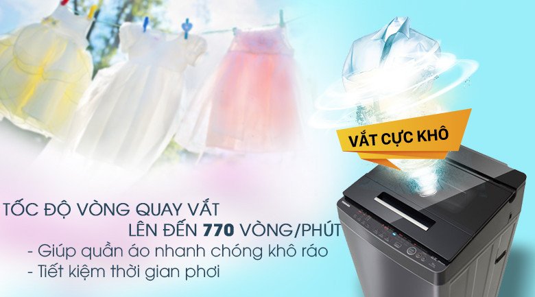 Thông số tốc độ quay vắt của máy giặt Toshiba 10kg