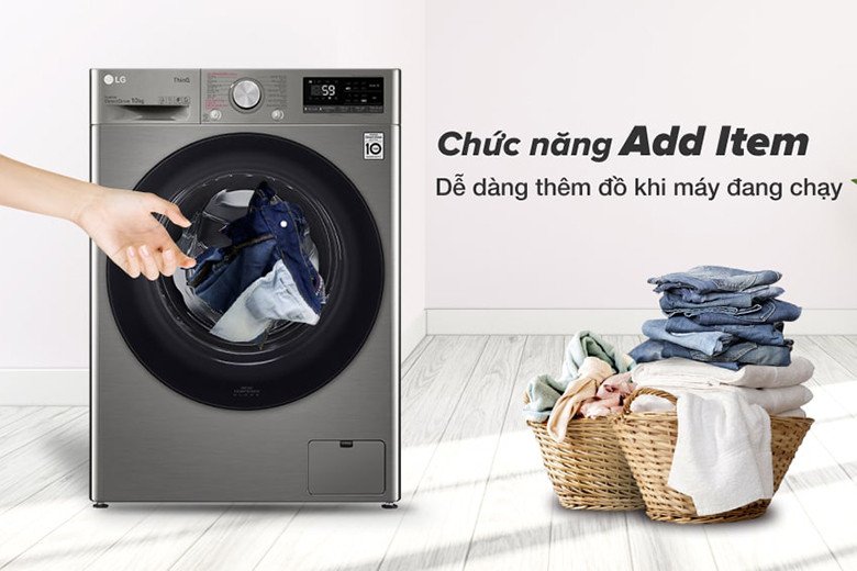 Tính năng Add Item cho phép thêm quần áo dễ dàng vào máy giặt LG FV1410S4P