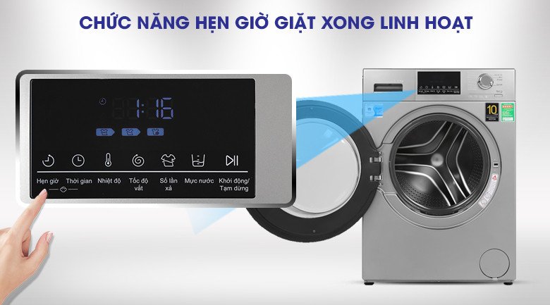 Tính năng hẹn giờ giặt xong tiện lợi của máy giặt Aqua