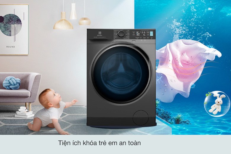Tính năng khóa trẻ em an toàn trên máy giặt Electrolux Inverter EWF1142R7SB