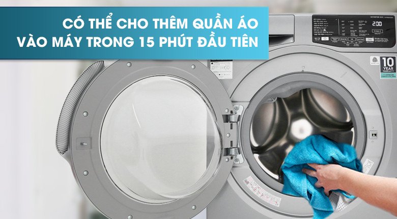Tính năng thêm đồ giặt tiện lợi trong 15 phút đầu