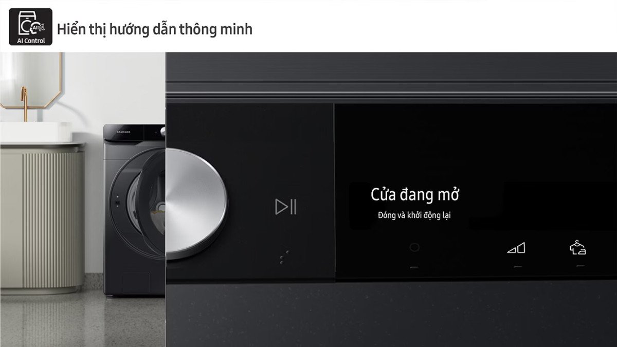 Bảng điều khiển thông minh AI Control trên máy sấy Samsung
