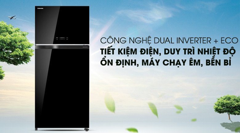 Biểu tượng công nghệ Dual Inverter trên tủ lạnh Toshiba GR-AG66VA(XK)