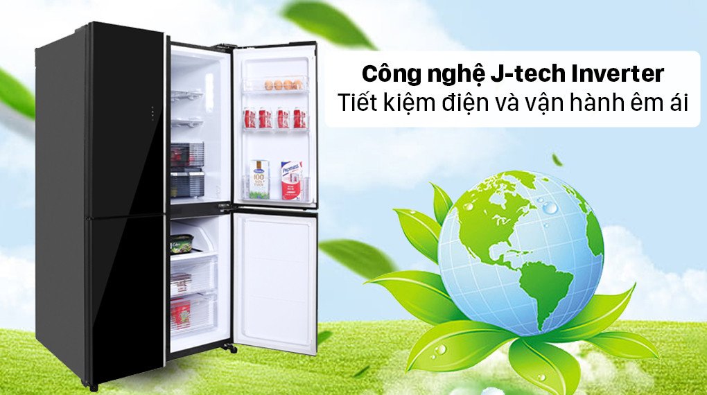 Biểu tượng công nghệ J-Tech Inverter trên tủ lạnh Sharp SJ-FXP600VG-BK giúp tiết kiệm điện
