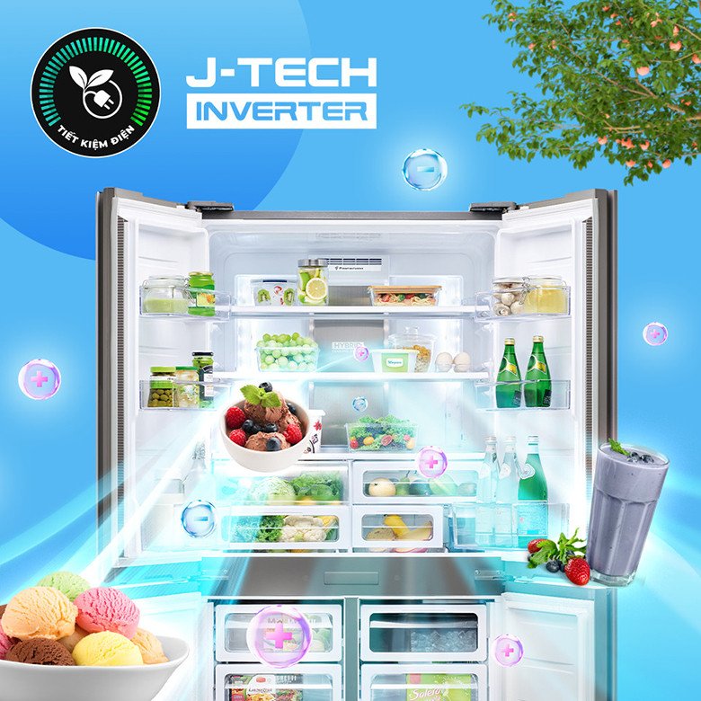Biểu tượng công nghệ J-tech Inverter trên tủ lạnh Sharp SJ-FXPI689V-RS