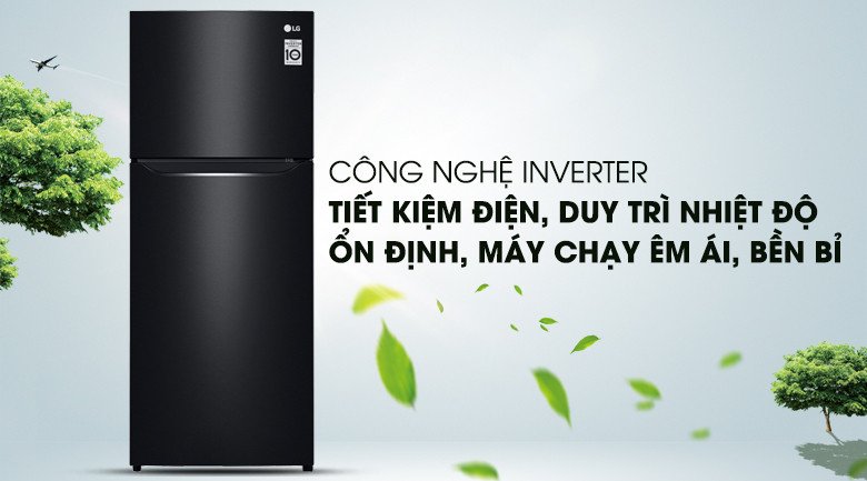 Biểu tượng công nghệ Smart Inverter trên tủ lạnh LG GN-L205WB giúp tiết kiệm điện năng vượt trội.