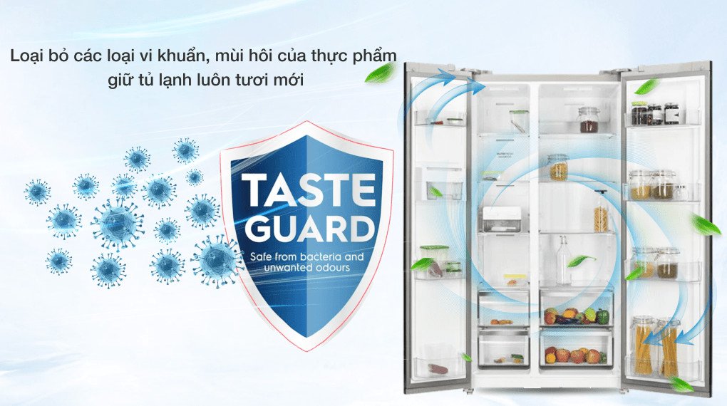 Biểu tượng công nghệ Taste Guard trên tủ lạnh Electrolux ESE5401A-BVN loại bỏ mùi hôi