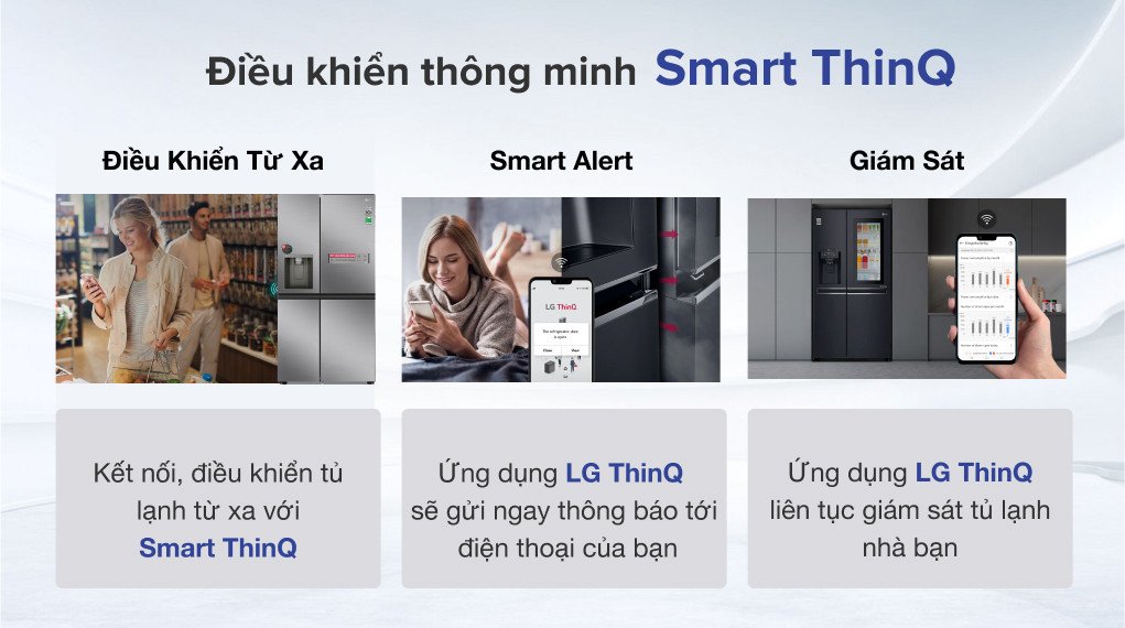 Biểu tượng kết nối SmartThinQ điều khiển tủ lạnh LG từ xa