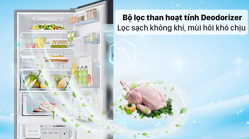 Bộ lọc than hoạt tính Deodorizer bên trong tủ lạnh Samsung Inverter khử mùi hiệu quả