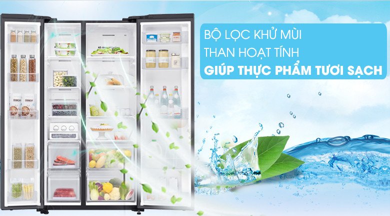 Bộ lọc than hoạt tính giúp khử mùi hiệu quả trong tủ lạnh Samsung RS62R5001B4/SV