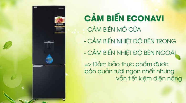 Cảm biến Econavi thông minh trên tủ lạnh Panasonic NR-BV320WKVN tối ưu hoạt động làm lạnh