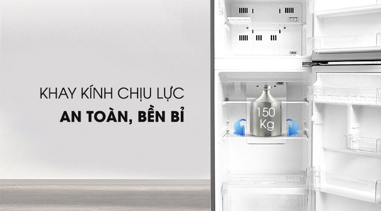 Cận cảnh các kệ kính chịu lực bên trong ngăn mát tủ lạnh LG GN-L205S