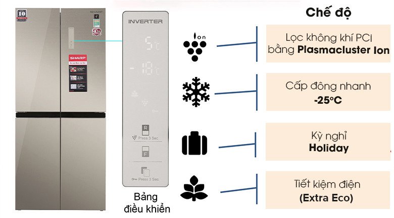 Chức năng làm đông nhanh thực phẩm trên tủ lạnh Sharp Inverter 401 lít hiệu quả