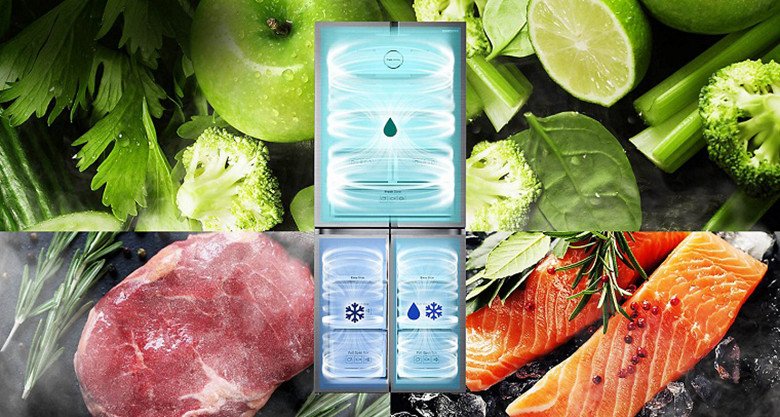 Công nghệ ba dàn lạnh Triple Cooling giúp tối ưu nhiệt độ từng ngăn tủ lạnh Samsung