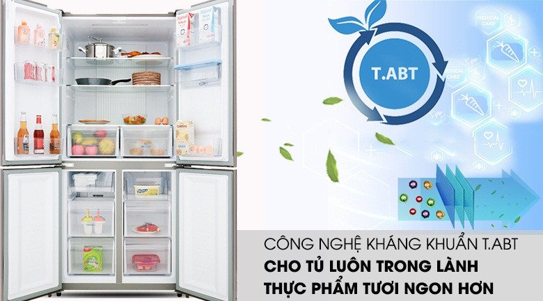 Công nghệ diệt khuẩn T.ABT tiên tiến trên tủ lạnh Aqua Inverter 456 lít AQR-IGW525EM(GB) giúp không khí bên trong luôn trong lành, loại bỏ mùi khó chịu