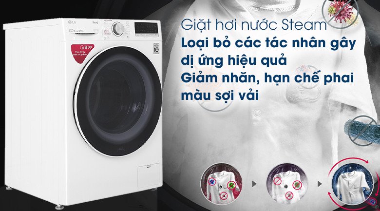Công nghệ giặt hơi nước Steam+ trên máy giặt LG FV1408S4W