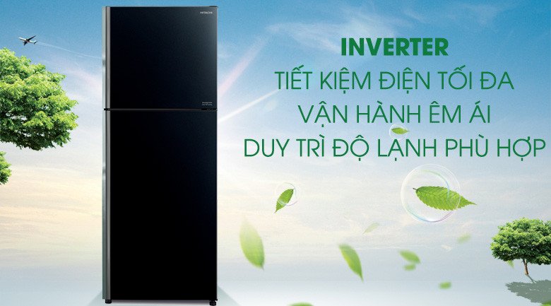 Công nghệ Inverter trên tủ lạnh Hitachi R-FVX450PGV9(GBK) giúp tiết kiệm điện năng hiệu quả.