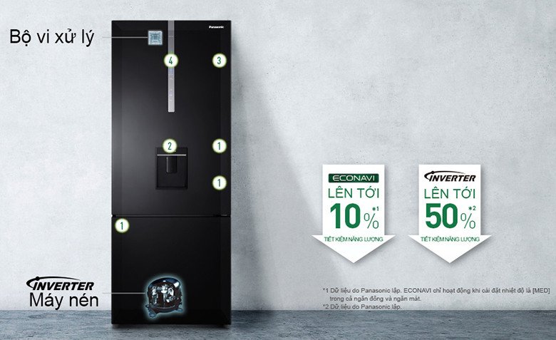 Công nghệ Inverter và Econavi giúp tủ lạnh Panasonic 368L tiết kiệm điện hiệu quả