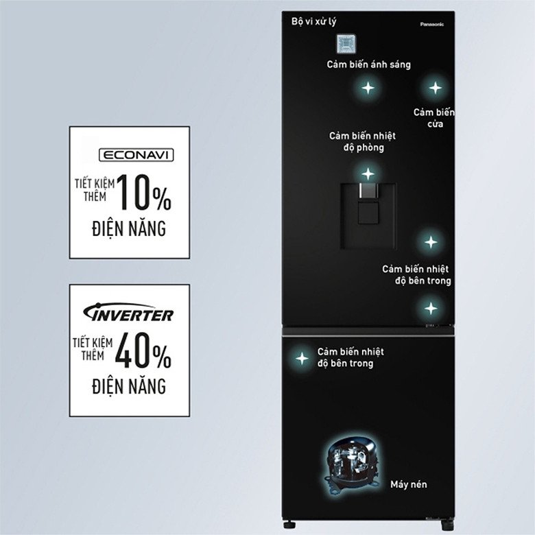 Công nghệ Inverter và Econavi giúp tủ lạnh Panasonic NR-BV331GPKV tiết kiệm năng lượng hiệu quả