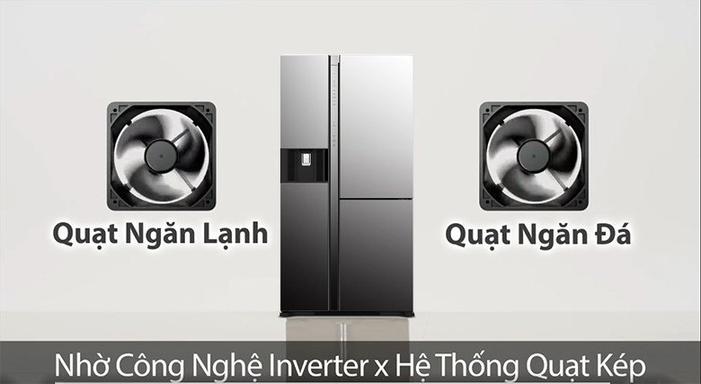 Công nghệ Inverter và hệ thống quạt kép hoạt động hiệu quả trong tủ lạnh Hitachi R-MY800GVGV0(MIR).