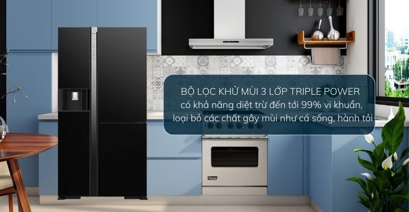 Công nghệ kháng khuẩn khử mùi Triple Power trên tủ lạnh Hitachi Inverter 569 lít