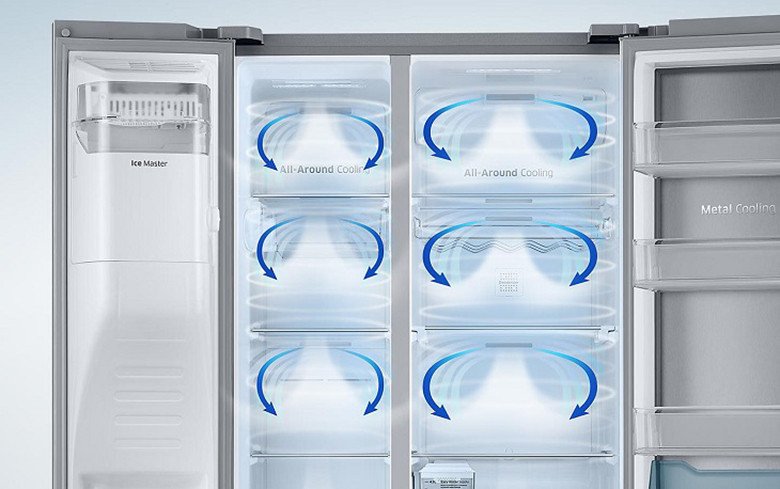 Công nghệ làm lạnh vòm All-Around Cooling giúp duy trì độ ẩm lý tưởng trong tủ lạnh Samsung