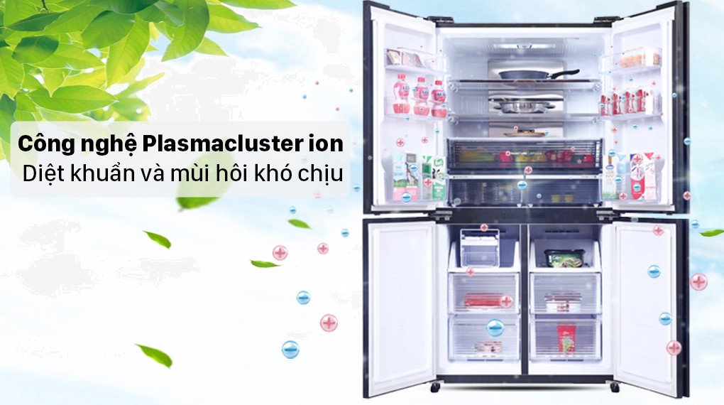 Công nghệ Plasmacluster ion bên trong tủ lạnh Sharp SJ-FXP600VG-BK khử mùi hiệu quả