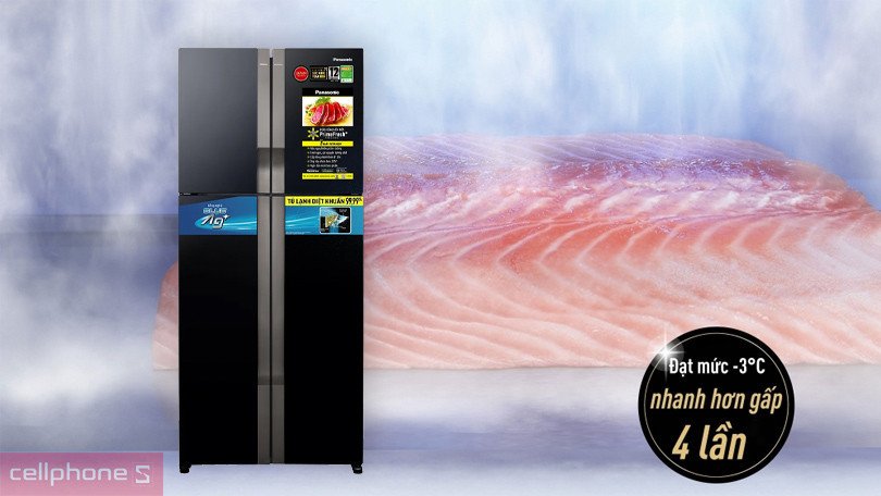 Công nghệ Prime Fresh+ trên tủ lạnh Panasonic Inverter Multi Door NR-DZ601VGKV giúp cấp đông mềm thực phẩm