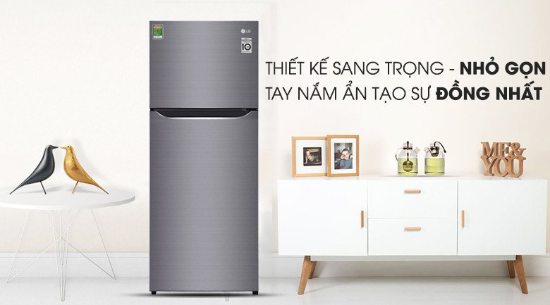 Cửa tủ lạnh LG GN-L205S màu bạc với thiết kế tay cầm ẩn