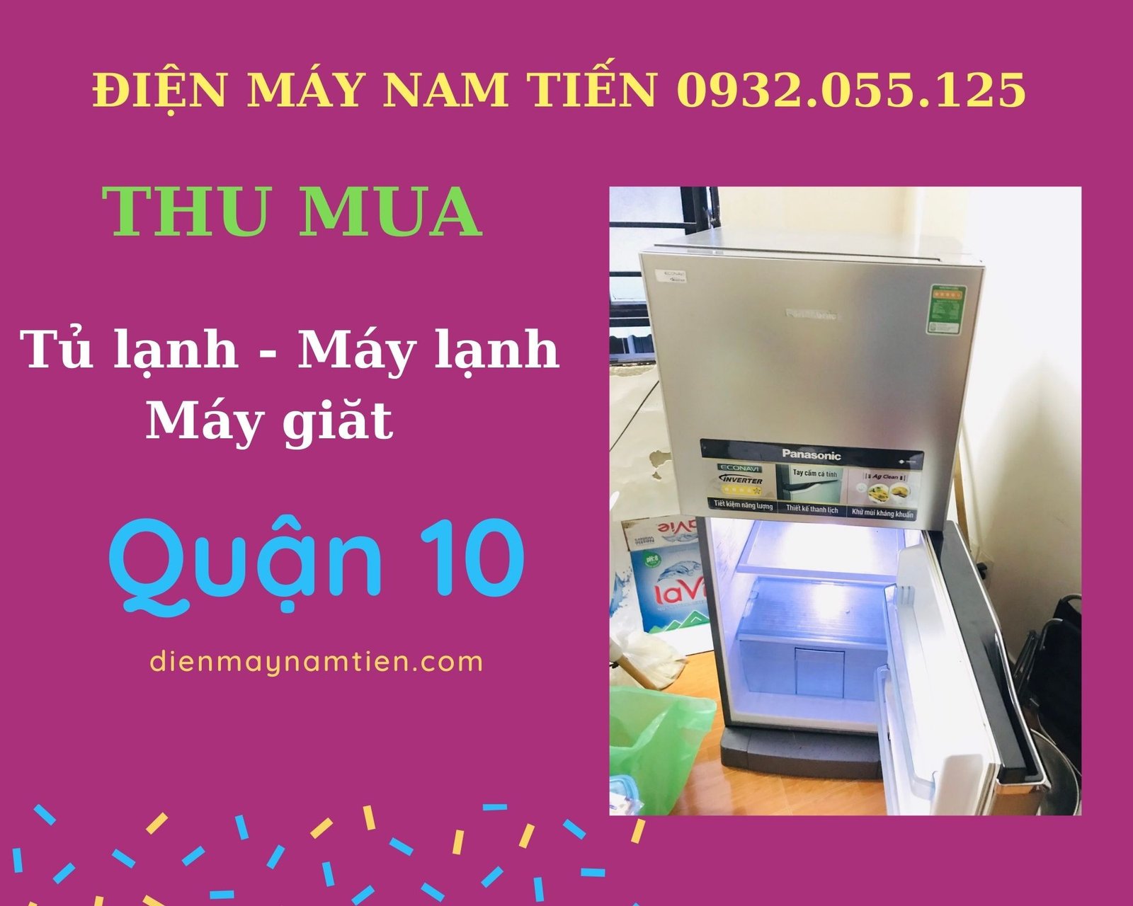 Đội ngũ nhân viên đang kiểm tra tủ lạnh cũ trước khi thu mua ở khu vực Tân Bình