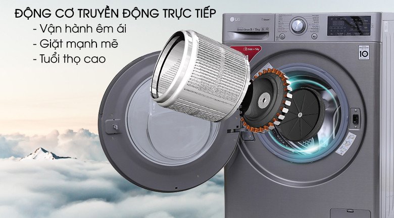 Động cơ truyền động trực tiếp Inverter Direct Drive bền bỉ trên máy giặt LG