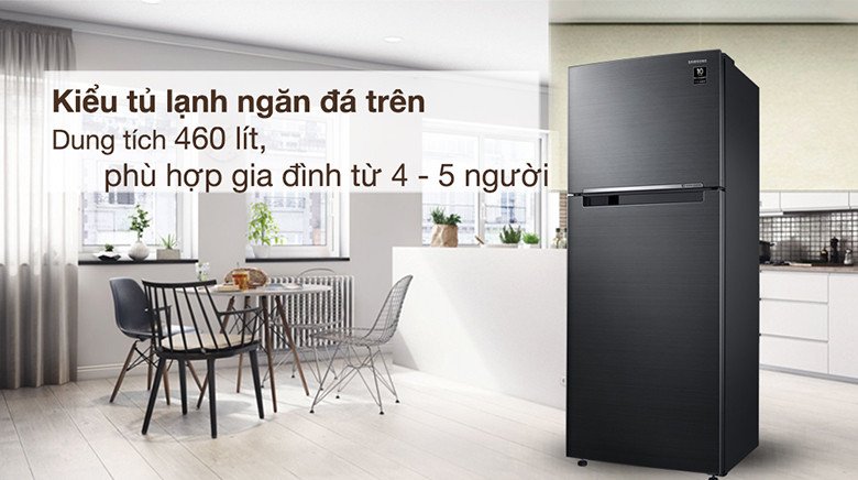 Góc nhìn mặt trước của tủ lạnh Samsung Inverter 462 lít RT46K603JB1/SV màu đen