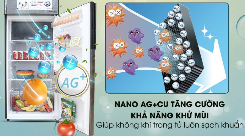 Hệ thống bộ lọc khử mùi Nano Ag+Cu trên tủ lạnh Sharp SJ-X346E-DS