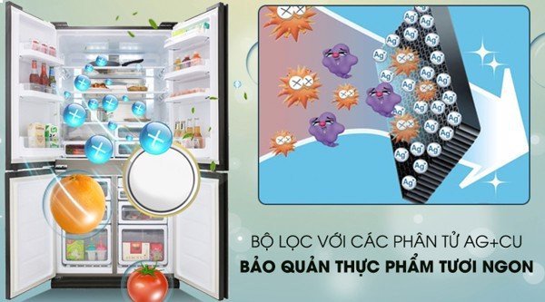 Hệ thống đèn LED chiếu sáng bên trong tủ lạnh Sharp Inverter SJ-FX688VG-BK