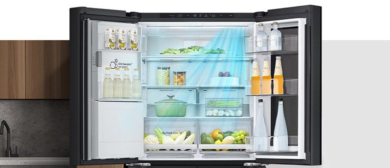 Hệ thống DoorCooling+™ trên tủ lạnh LG LFI50BLMAI làm lạnh hiệu quả khu vực cửa tủ