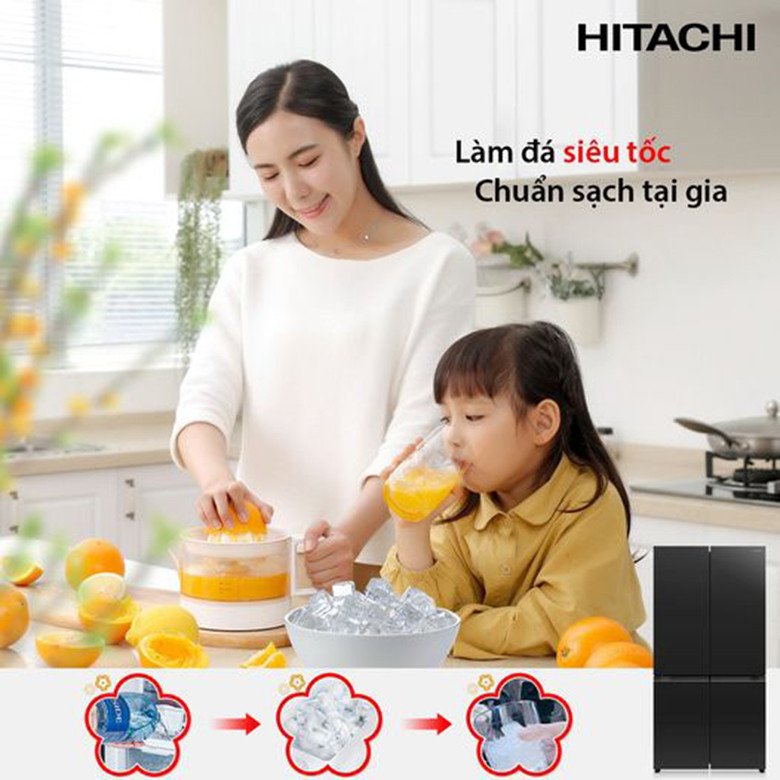 Hệ thống làm đá tự động tiện lợi của tủ lạnh Hitachi R-WB640PGV1 (GMG)