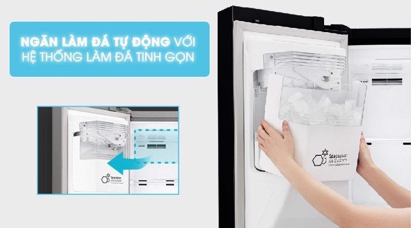Hệ thống làm đá tự động tiện lợi của tủ lạnh LG Inverter GR-D247MC