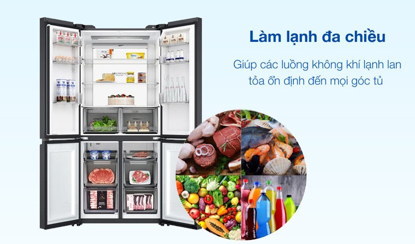 Hệ thống làm lạnh đa chiều trên tủ lạnh Aqua AQR-M727XA(GB)U1