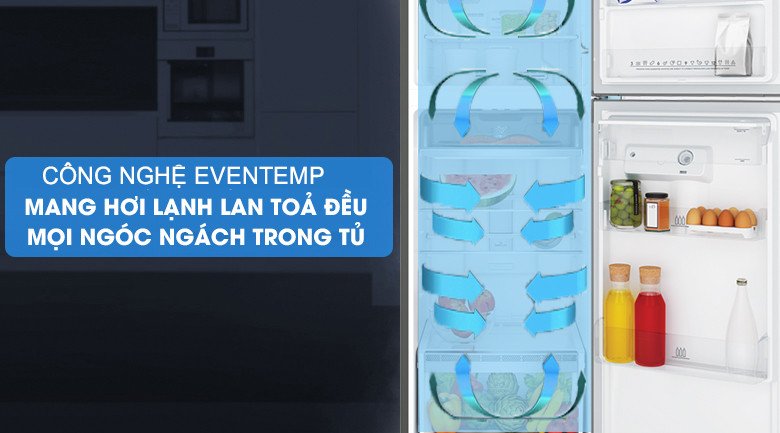 Hệ thống làm lạnh EvenTemp phân phối hơi lạnh đều trên tủ lạnh Electrolux ETB3740K-A