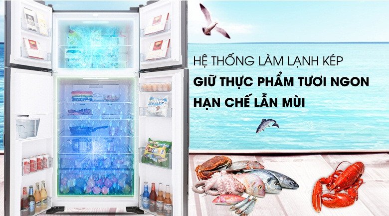 Hệ thống làm lạnh kép của tủ lạnh Hitachi 540 lít R-FW690PGV7(GBW) phân bổ khí lạnh đồng đều
