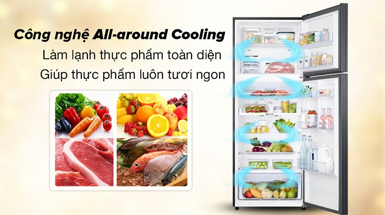 Hệ thống làm lạnh vòm All-around Cooling bên trong tủ lạnh Samsung RT46K603JB1/SV