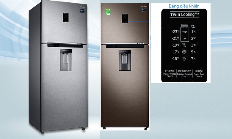 Hình ảnh hai mẫu tủ lạnh Samsung Inverter 380 lít RT38K5982DX/SV (nâu) và RT38K5982SL/SV (bạc) phù hợp nhiều không gian.