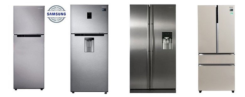 Hình ảnh minh họa các loại dung tích của tủ lạnh Samsung phù hợp với nhu cầu sử dụng của từng gia đình, từ nhỏ đến lớn.