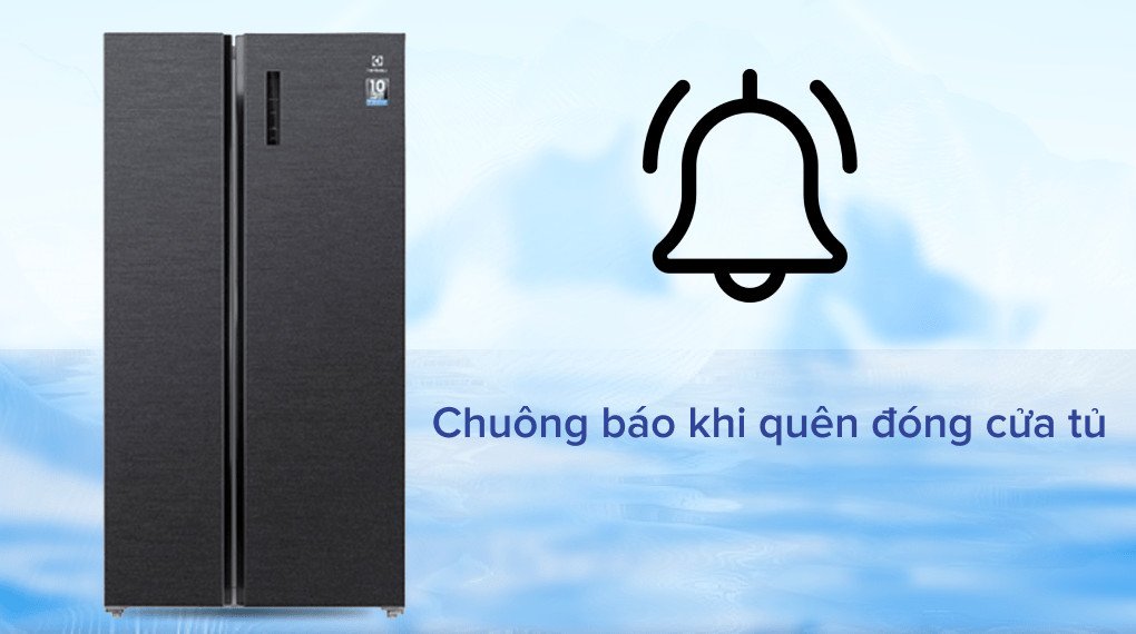 Hình ảnh minh họa tính năng chuông báo cửa mở trên tủ lạnh Electrolux để tránh lãng phí điện