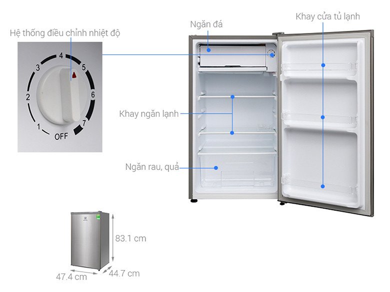 Hình ảnh Tủ lạnh Electrolux 85 lít EUM0900SA đứng độc lập