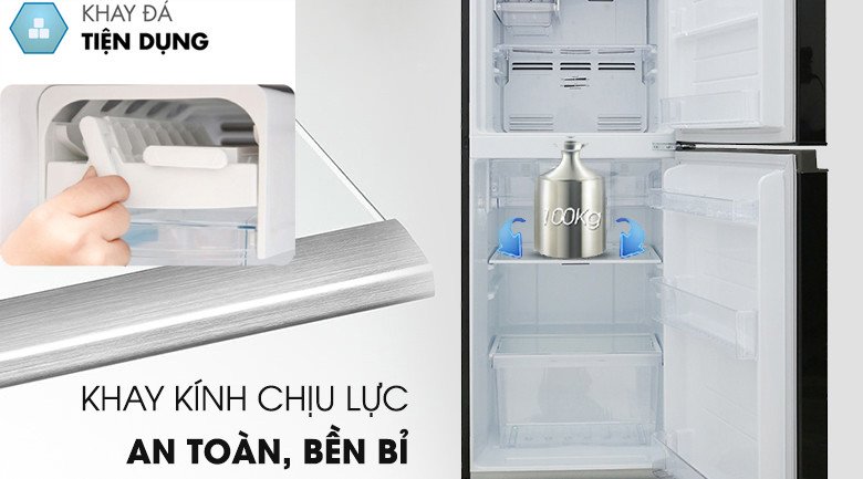 Khay kệ linh hoạt và hộp đá xoay tiện lợi của tủ lạnh Toshiba GR-A25VM(UKG1)
