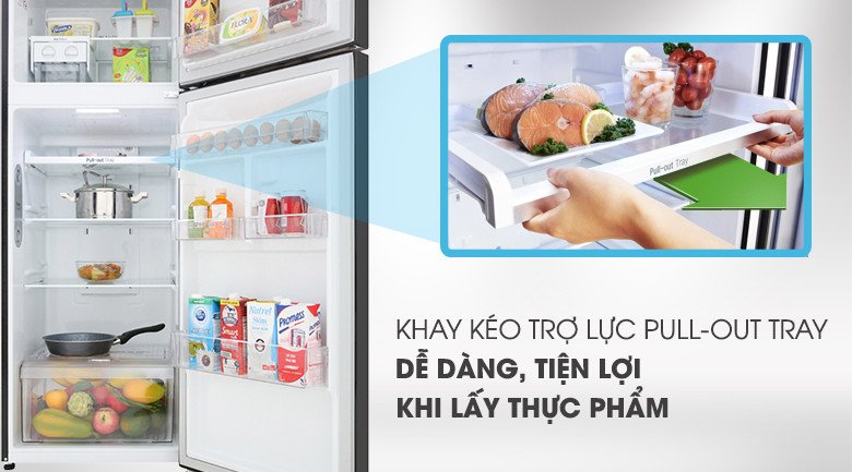 Khay kéo trợ lực Pull-out Tray hỗ trợ lấy thực phẩm nặng trong tủ lạnh LG dễ dàng
